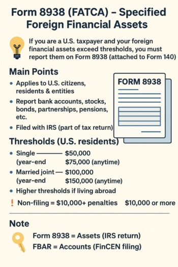 Form 8938 (FATCA) – Specified Foreign Financial Assets
